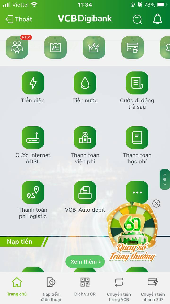 Hướng dẫn thanh toán học phí SSC Vietcombank qua app 2